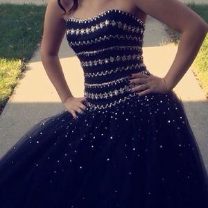 Black & Silver Beaded Ball Gown